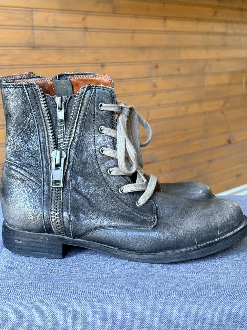 MIA Heritage Fatina Distressed Leather Combat Boots - Picture 3 of 16